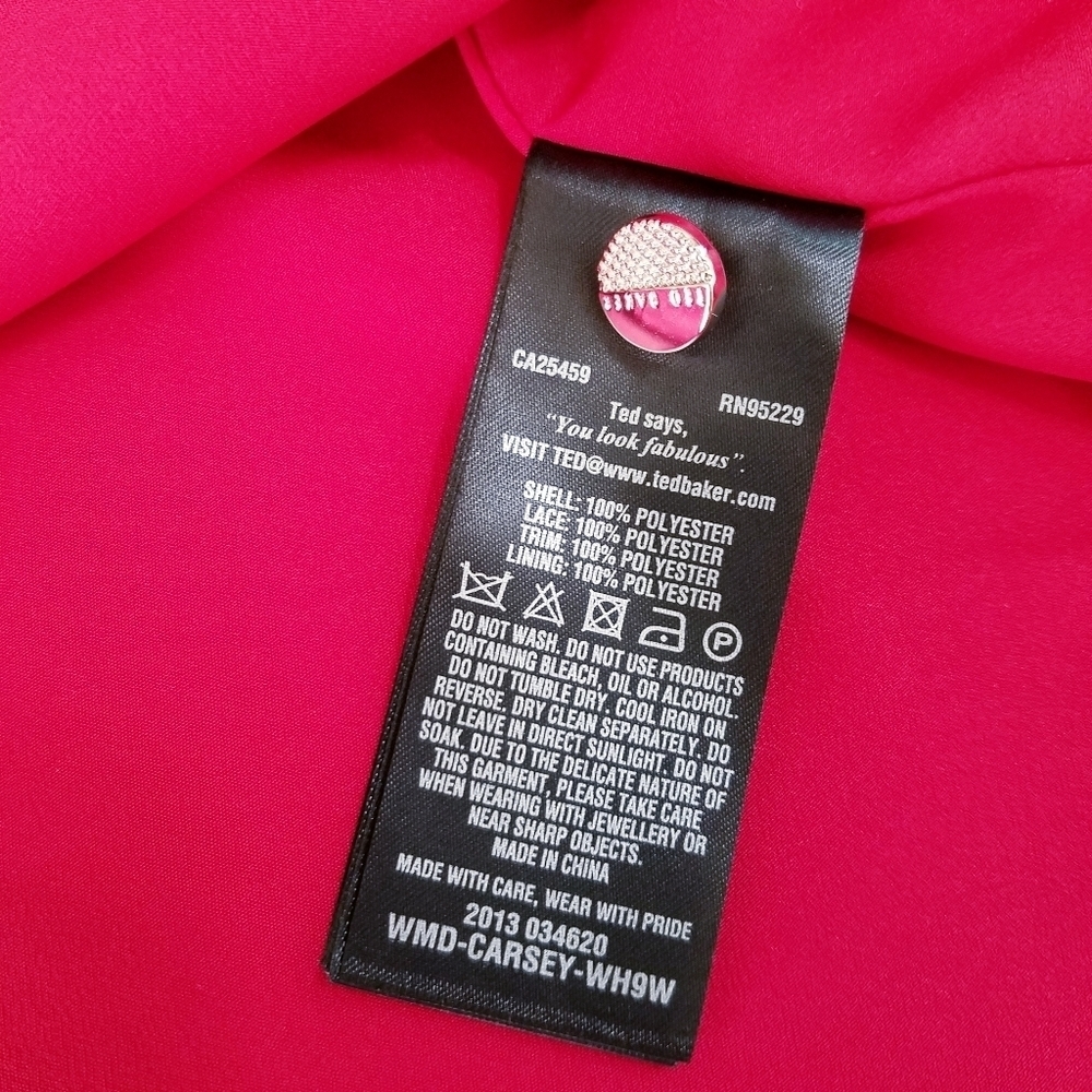 🌸 NEW Ted Baker |Red Ruffle Shift Dress 6 - Picture 16 of 16